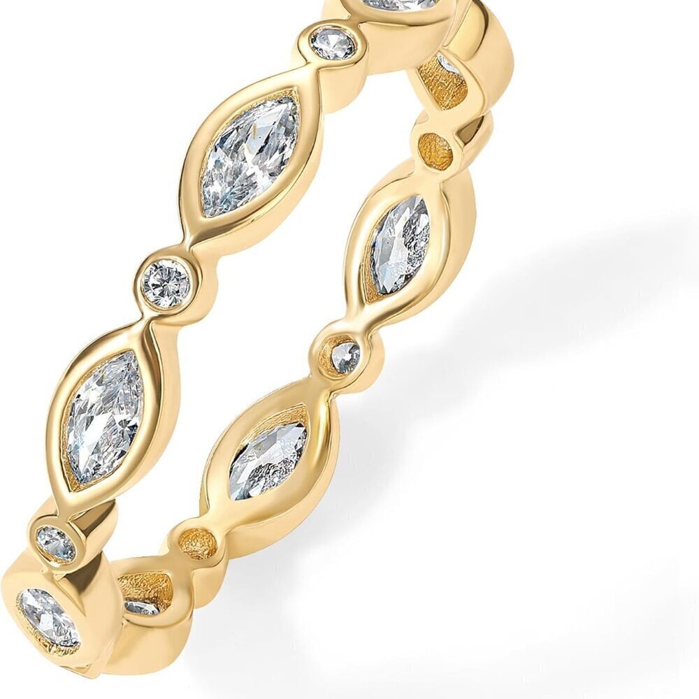14K Gold Plated Zirconia Stackable Ring Womens Eternity Band Gold Jewelry